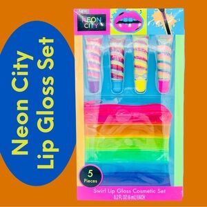 Neon City 5-Piece Swirl Lip Gloss Set.